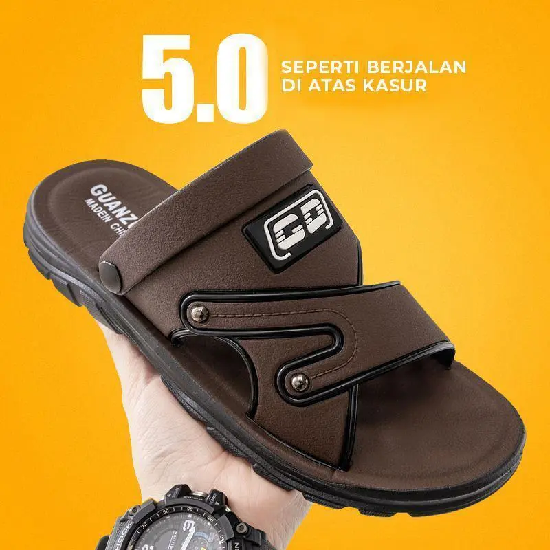 Sandal Pria kulit ANTI PUTUS Terbaru 2025 Sendal Cowok Kasual Slop Untuk Santai Kerja Laki Laki Sendal Jepit