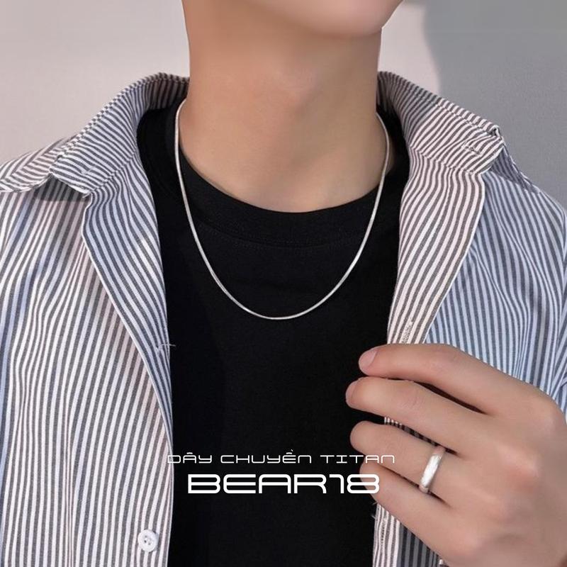 Dây chuyền mỏng trơn THÉP TITAN KHÔNG GỈ dây chuyền lụa phong cách đơn giản phù hợp cho nam và nữ BEAR18 - D41