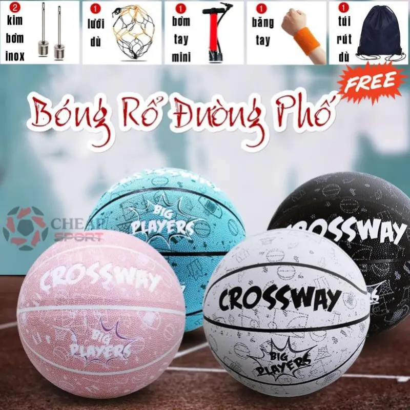 Ẻ Tết | Rẻ Nhất rồi | HT Bóng Rổ Đường Phố CrossWay Size 7 Da PU Cao Cấp New 2020 ` <  ; '