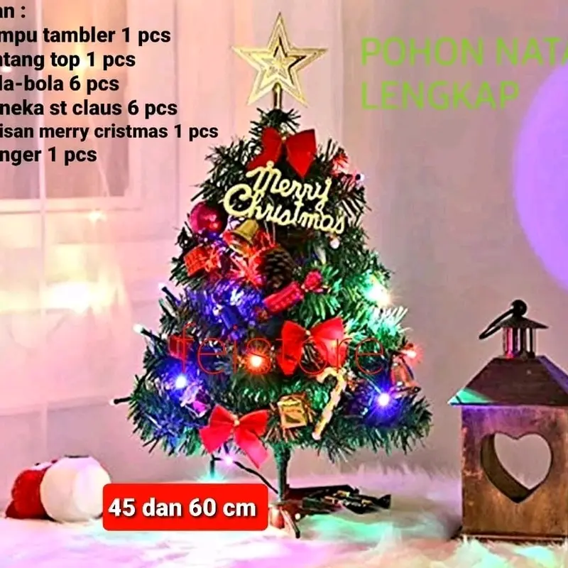 Pohon Natal Ukuran 45cm 60cm 90 cm dan 120cm (polos dan lengkap pakai hiasan) 0