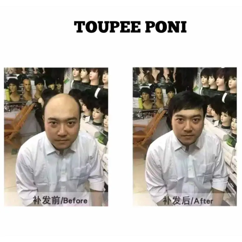 Toupee Rambut Pendek Pria untuk penutup Botak 7