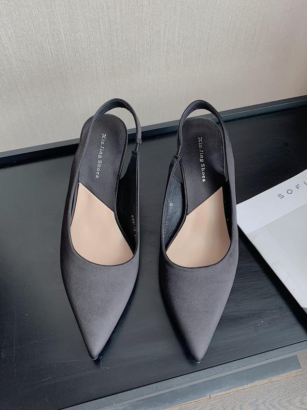 Women's Solid Color Stiletto Heels, Elegant Pointed Toe Slingback Pumps for Work Office, Fashionable Slip on Shoes for Banquet & Wedding Party 5