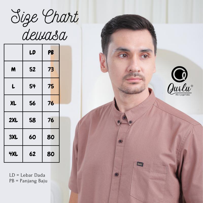 Qurlu - Kemeja KERAH FORMAL dewasa/anak warna DUSTY BROWN (bisa couple ayah dan anak) 1