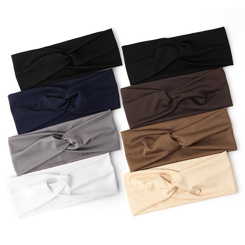 1pc Solid Color Elastic Head Band Knotted Head Wear Sweat Absorbent Hair Band For Yoga Gym Sport 4
