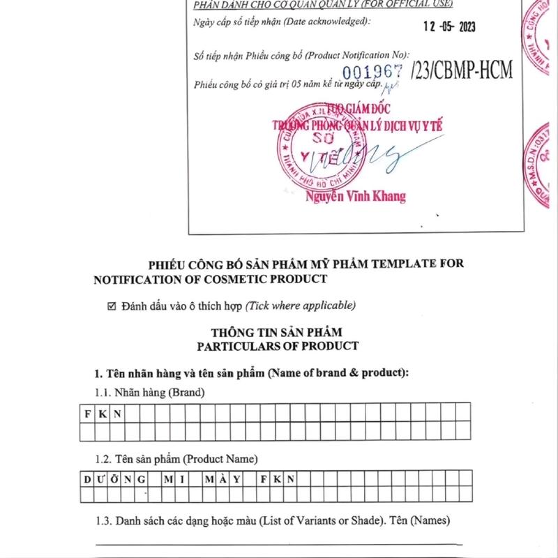 Dưỡng Mày Dài, Đen FKN Việt Nam 5ML, Không Thâm, Không Đỏ Mắt, An Toàn 4