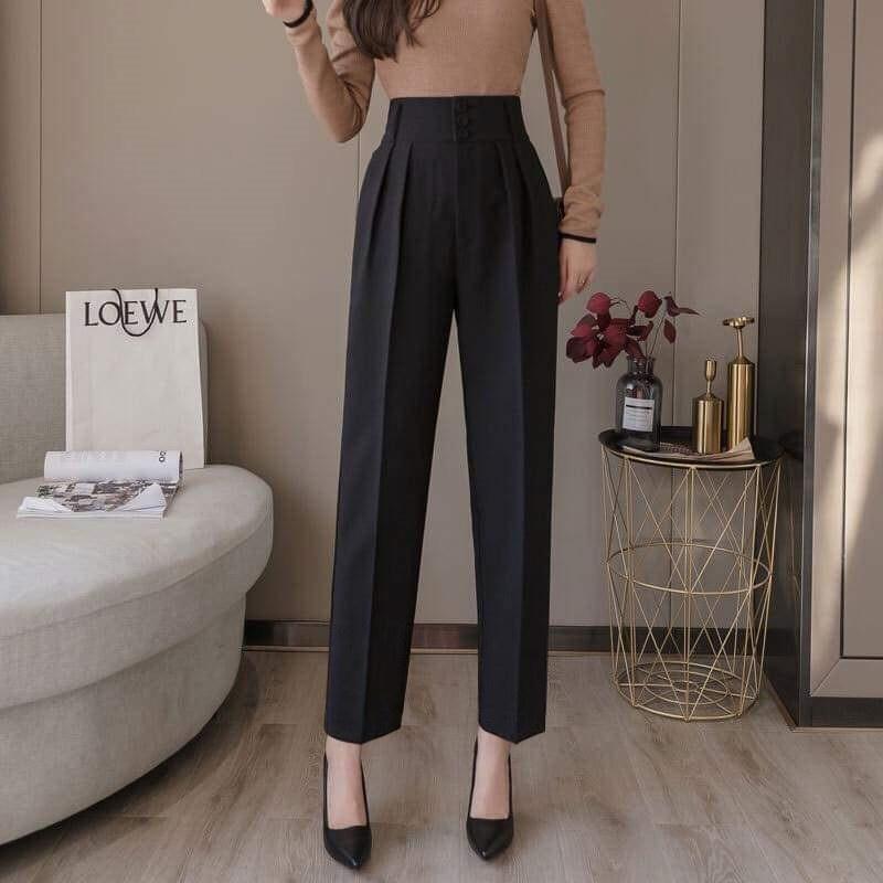 Mã 198 Quần Baggy quần tây công sở nữ cạp bản to 3 khuy