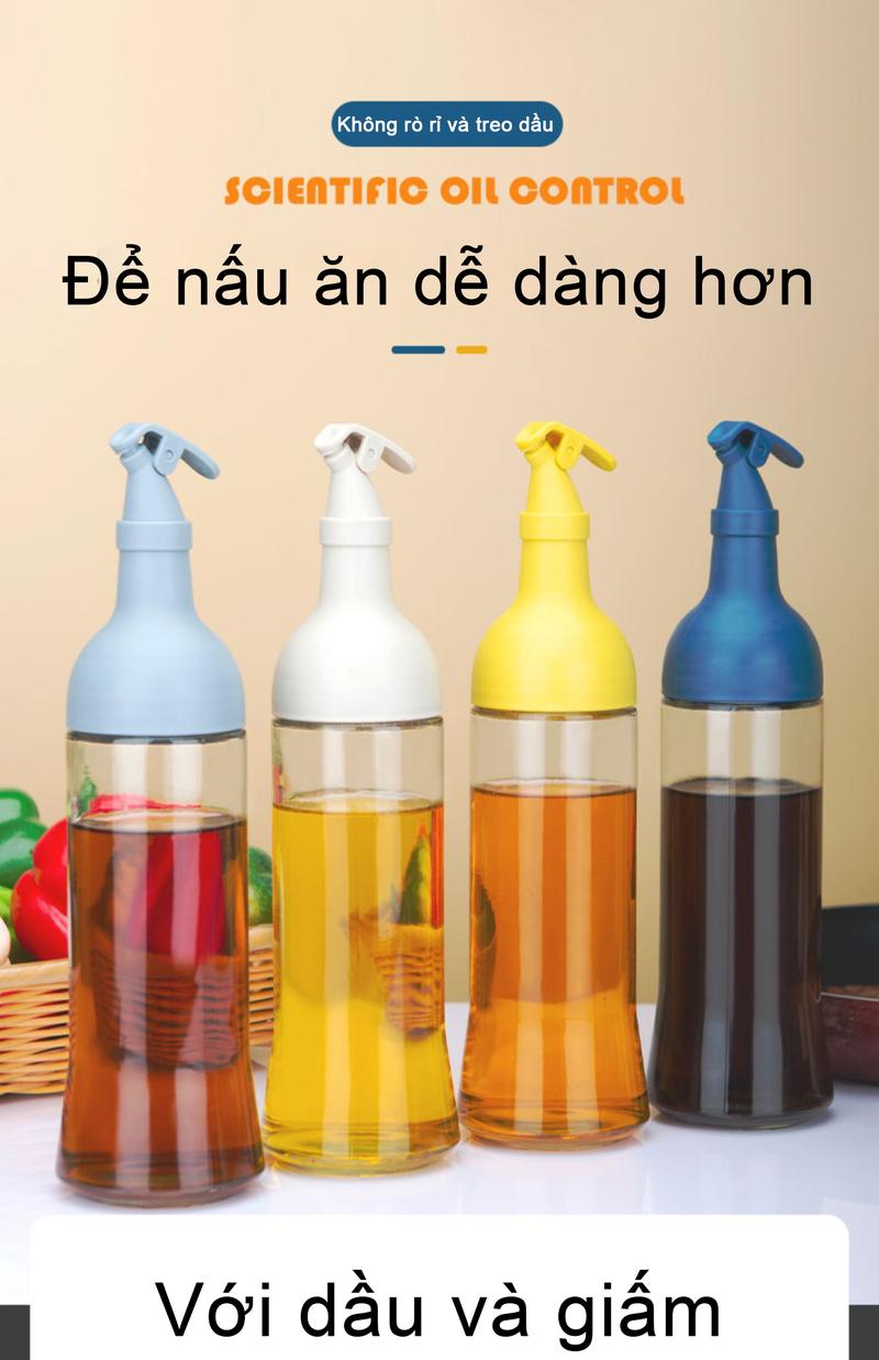 Product Introduction of Henry Chai Đựng Dầu Ăn Thuỷ Tinh Nắp Bật Mở, Vòi Nghiêng Chống Tràn, Bình Đựng Dầu Ăn Chiết 500ml 1