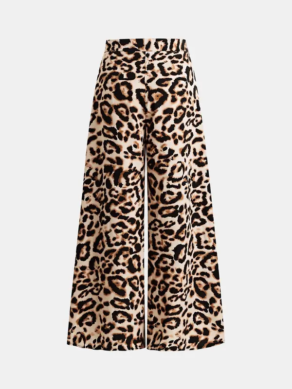 YOZY Polka Dot Print Zipper Back Wide Leg Pants, Elegant High Waist Belted Trousers, 2024 Women's All Seasons Outfits for Beach, Holiday, Vacation 7