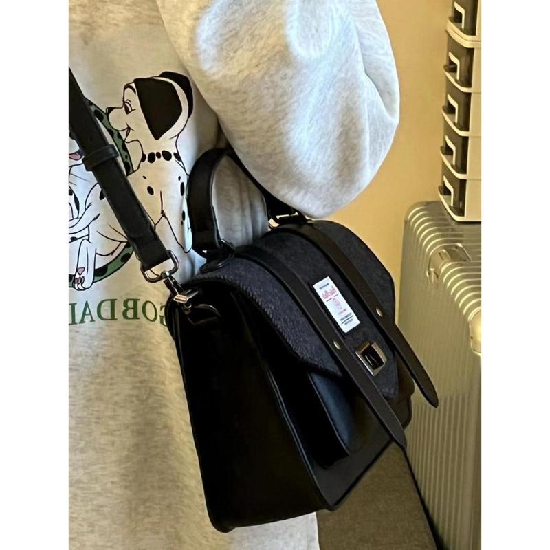 Túi Cambridge, Phong Cách Cổ Điển Anh Quốc Mới, Túi Messenger Đeo Vai Lớn, Túi Xách Dễ Phối Đồ Họa Tiết Cao Cấp 1