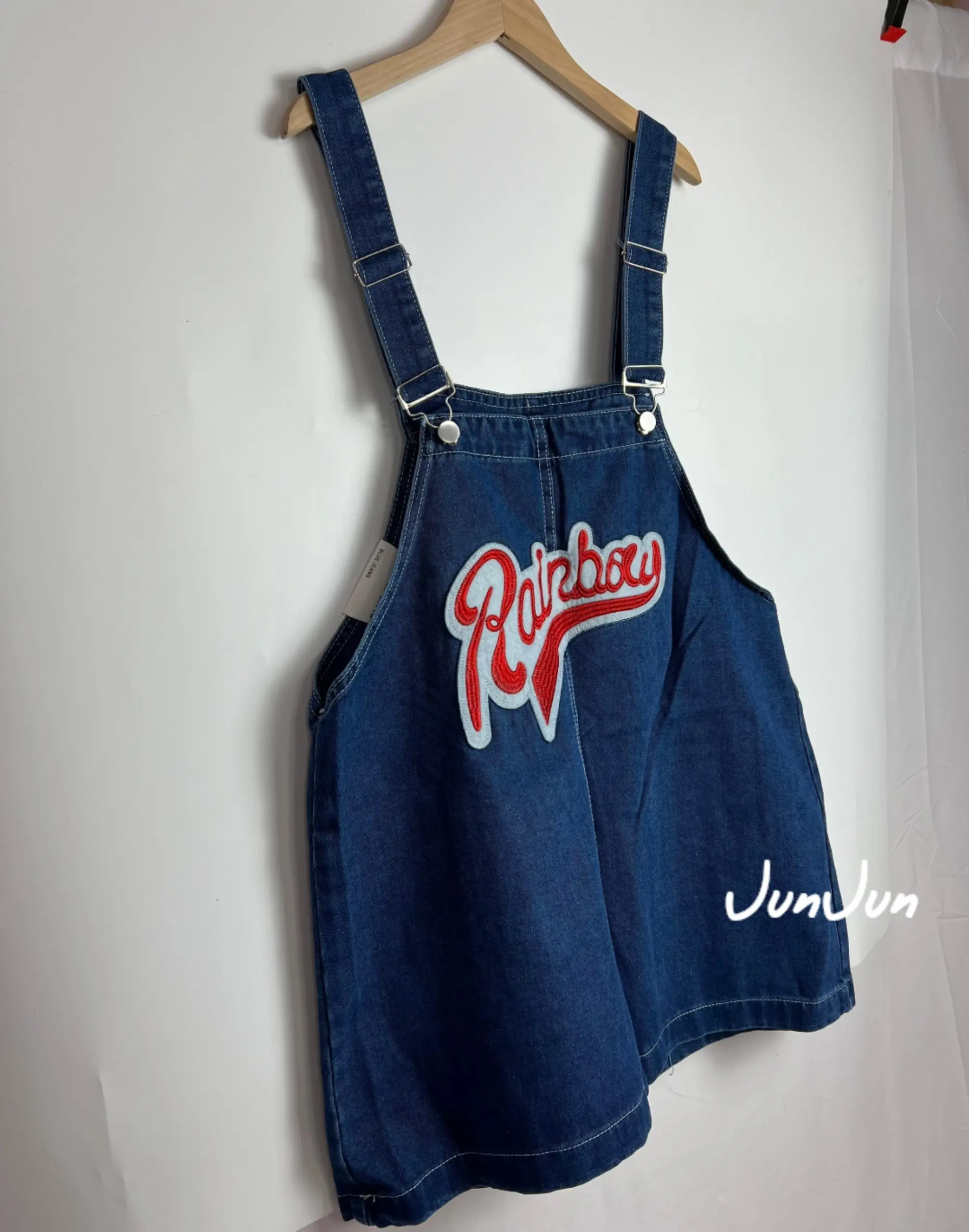 [Hàng chuẩn loại 1 - Sẵn từ S - 2XL] Quần yếm jeans short ống rộng xanh đậm Rainbow siêu phẩm - năng động - cá tính
