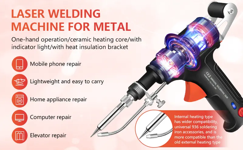 Portable Laser Welder Tool - 3-in-1 For Welding, Cutting & Rust Removal | Internally Heated Laser | Handheld & 110V Power