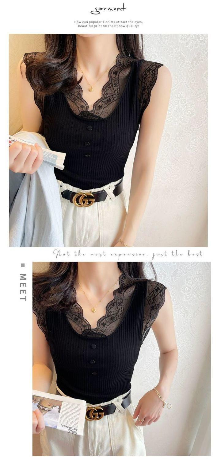 Product Introduction of Lace V-neck Sling Vest Women's New All-Matching Sleeveless Bottoming Shirt 9