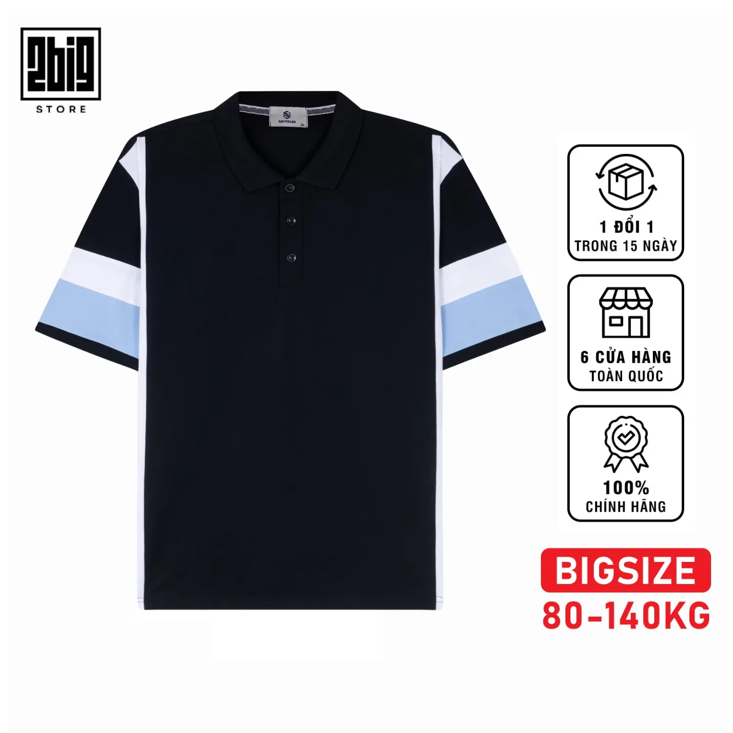 2BIG - BIGSIZE NAM 80-140KG ÁO POLO PHỐI TAY XANH THIẾT KẾ ĐỘC ĐÁO, CHE KHUYẾT ĐIỂM BỤNG TO TỐT TẠO HIỆU ỨNG THON NGƯỜI