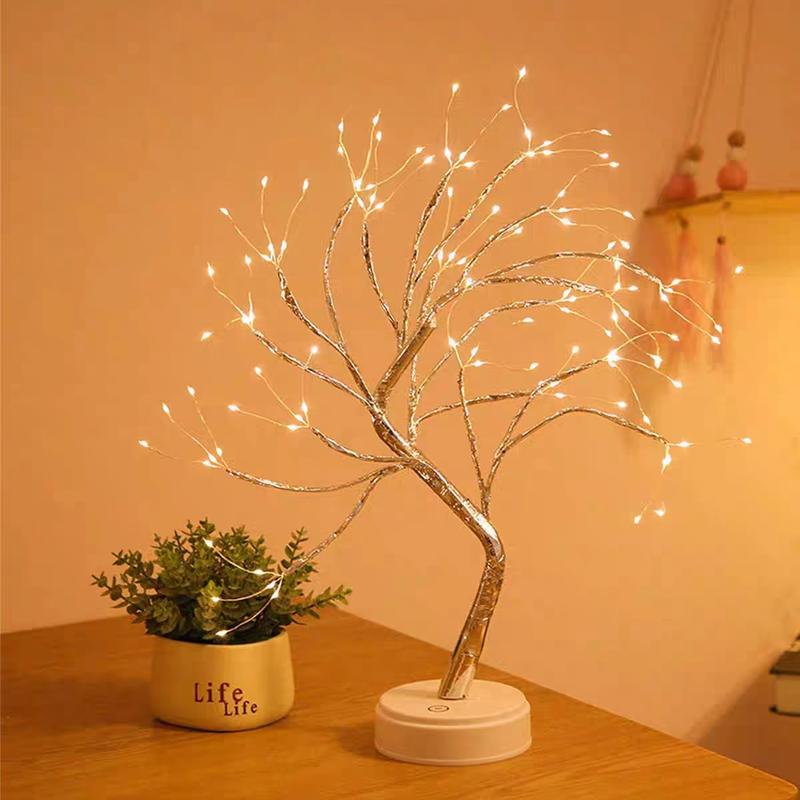Lampu Tidur Model Pohon Ranting Unik Colokan USB / Tenaga Baterai Dekorasi Kamar Kawat Tumblr Led/Led Tree Romantic Night Light Meja Samping Tempat Tidur Hadiah Ulang Tahun Lamp Led Plastik 2
