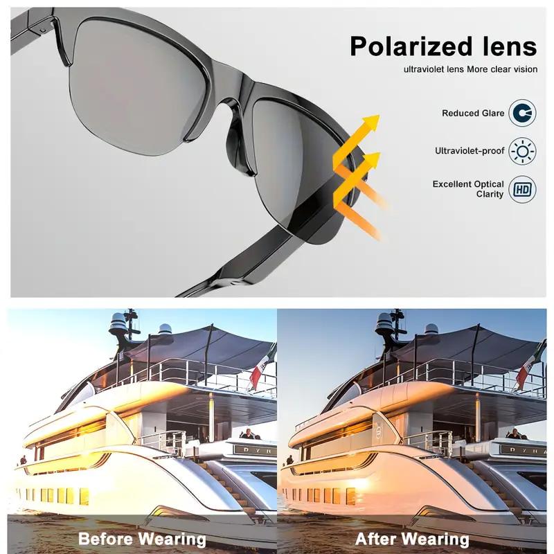 2025 AI Translation Smart Glasses IP4 Bluetooth Call Headphones UV Protective Lenses Connected Bezel Outdoor Sports Sunglasses - Image 4