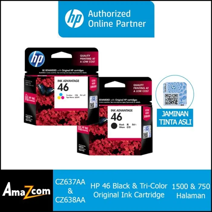 Tinta HP 46 1 Set (Black + Tri Color) Original 0