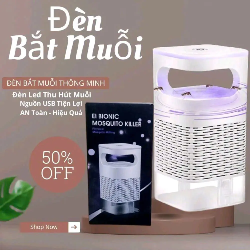 Đèn bắt muỗi - tặng kèm củ sạc - máy bắt muỗi diệt côn trùng thông minh kiêm đèn ngủ có cổng sạc USB ( tặng kèm củ sạc )