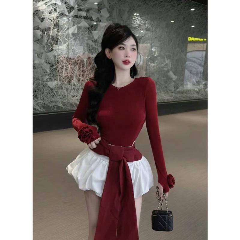 Siu phẩm . Áo bassic tay dài đính hoa sỏ ngón tay bigsize chất tăm xịn ( bigsize :40-90kg ) Cổ Tròn Women Top Nữ 3