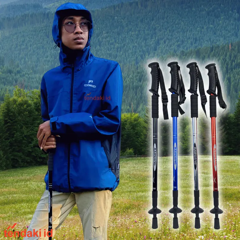 Trekking Pole Antishock dengan Handle, Panjang 57-110cm untu