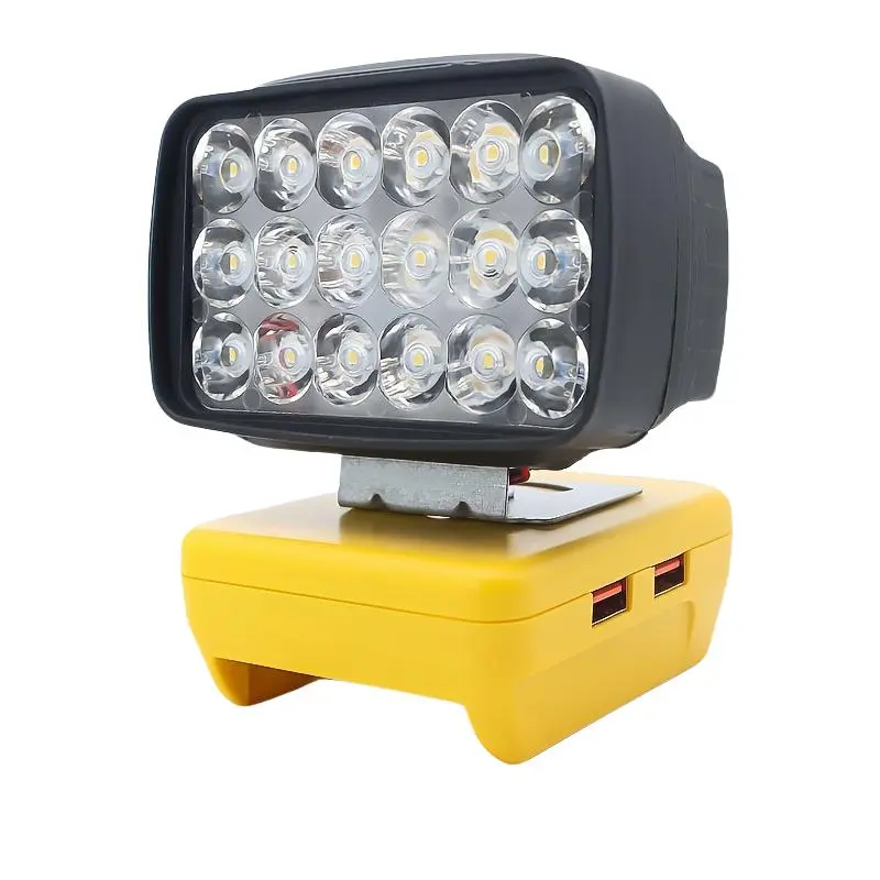 Flood Work Light, LED Working Light for DeWalt 20V Lithium Battery, 15LED 1500LM Adjustable Portable Flood Lights for Job Site Lighting Outdoor Camping Garage Vehicle Lighting, Lamp