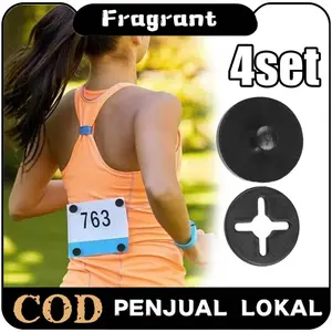 Magnet O BIB Clip Holder 4Pcs Kancing Nomor Dada untuk Lari Marathon dengan Desain Round dan Material Berkualitas