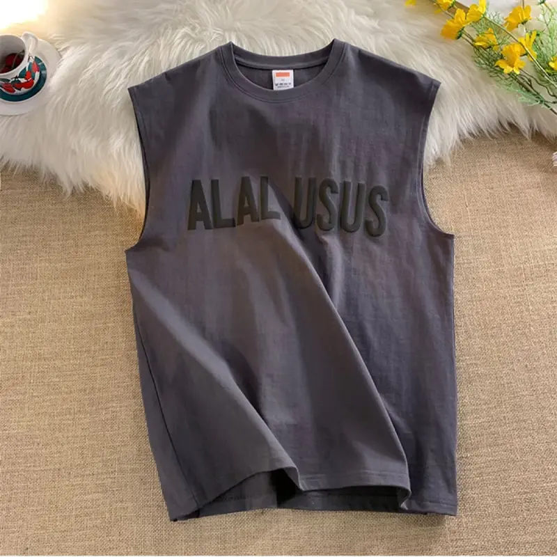 Áo Vest Không Tay In Chữ Đơn Giản, Dành Cho Nam, Thời Trang Mùa Hè, Cổ Tròn, Áo Chui Đầu, Áo Ba Lỗ Nam Thường Ngày Xu Hướng Trẻ Trung Hàn Quốc, Ngoại Cỡ, Dáng Rộng Vừa Vặn, Quần Áo Nam, Có Cỡ M-5XL 6