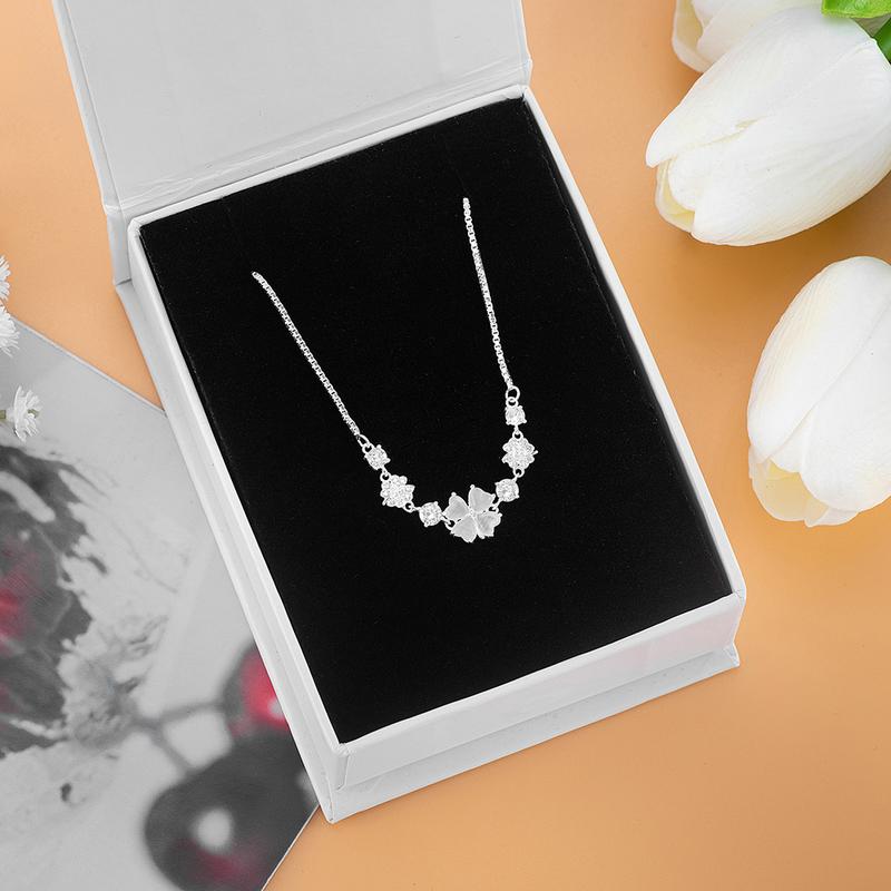 Vòng Tay Bạc Nữ AMORA dây rút cỏ đính đá mắt mèo sáng lấp lánh   - Chất Liệu Bạc 925  - A108 5