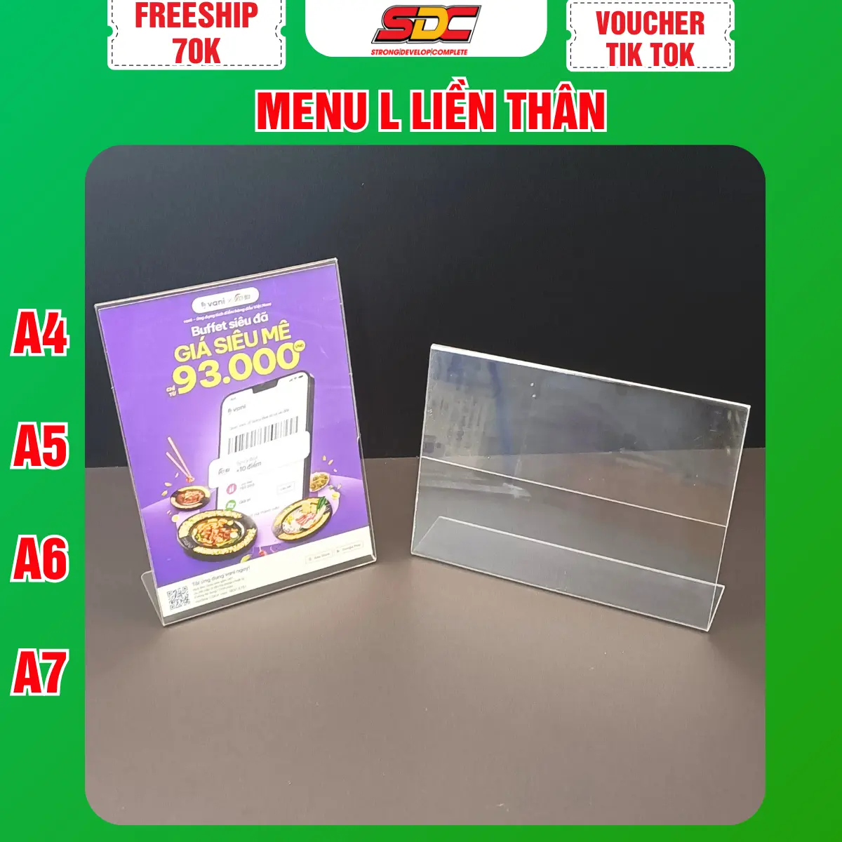 Menu Chữ L Uốn Thân - Bảng Menu Mica Để Bàn - QR Để Bàn Bằng Mica