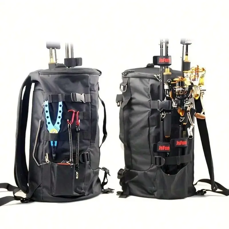 Fishing Gear Backpack, 1 Count Durable Oxford Cloth Sports Fishing Equipment Bag, Multi-grid Fishing Backpack with Rod Holder, Outdoor Fishing Accessories 5