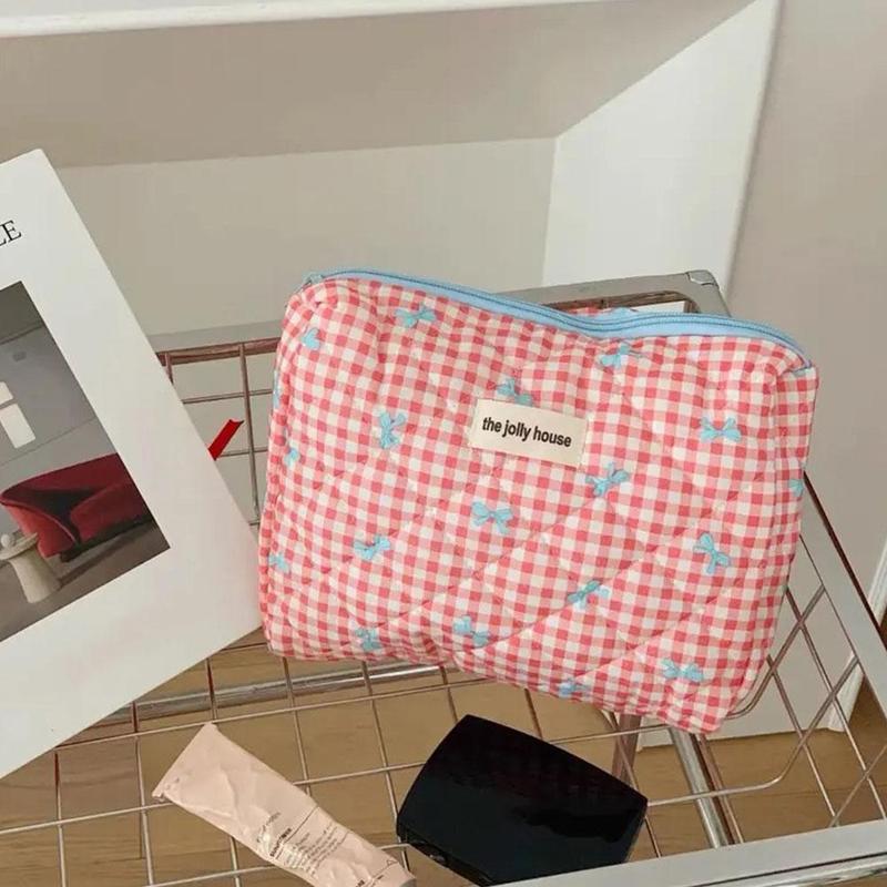 Bowknot Cosmetic Bag Portable Soft Handbag Toiletries Capacity Bag Student Large Storage Bag 8