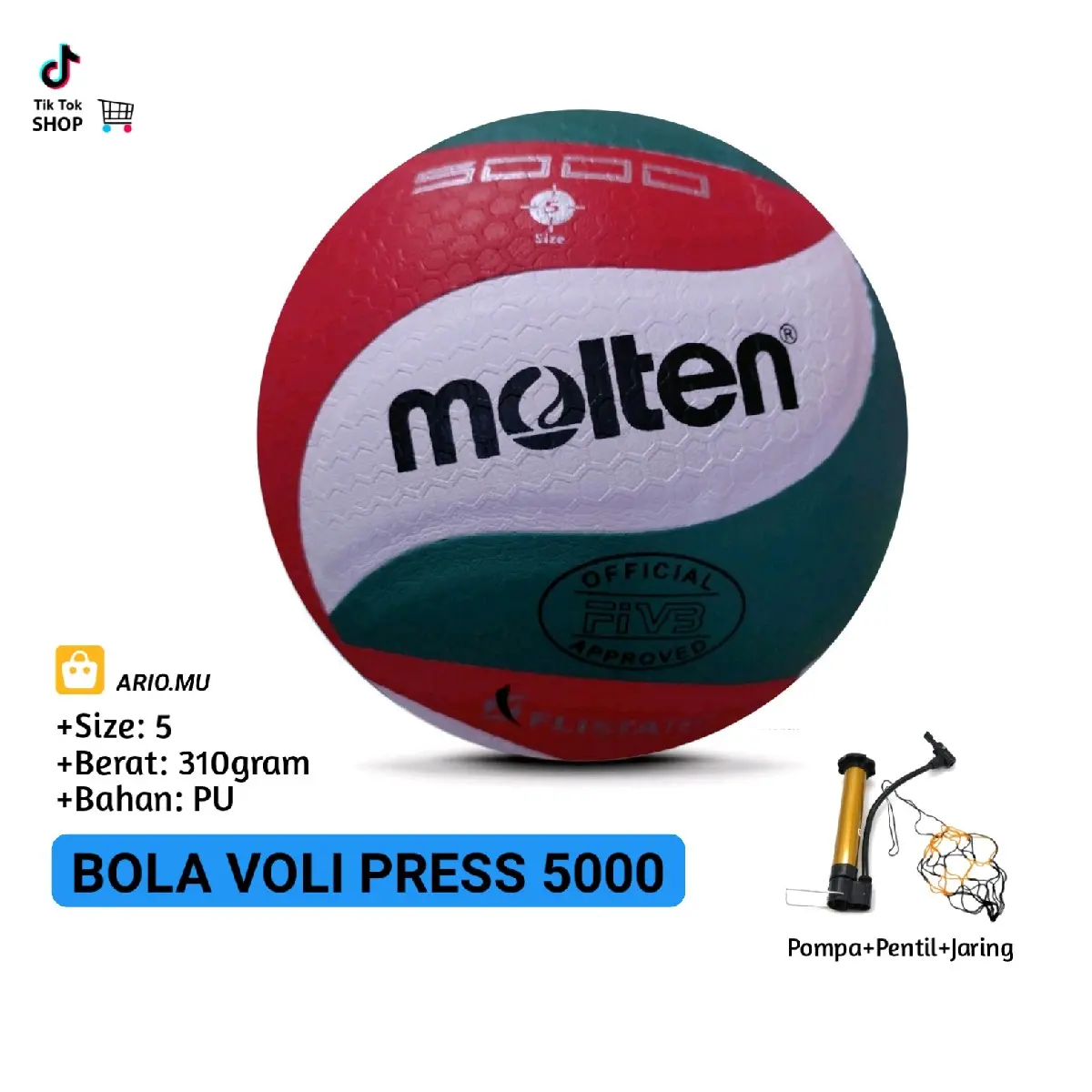 Bola Voli Press FLISTATEC Type 5000  Bahan Kulit PU Kualitas Turnamen Ball