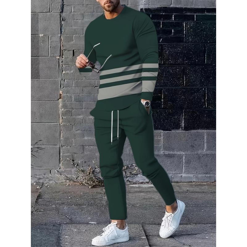 Casual Geometric Print Pocket O Neck Long Sleeve Two Pieces Casual Geometric Print Pocket O Neck Long Sleeve Two Pieces