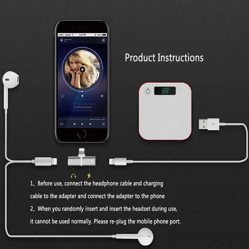 KINGMAS Audio Converter Lightning Audio Splitter iPhone 7/8/X JLD-7062 4
