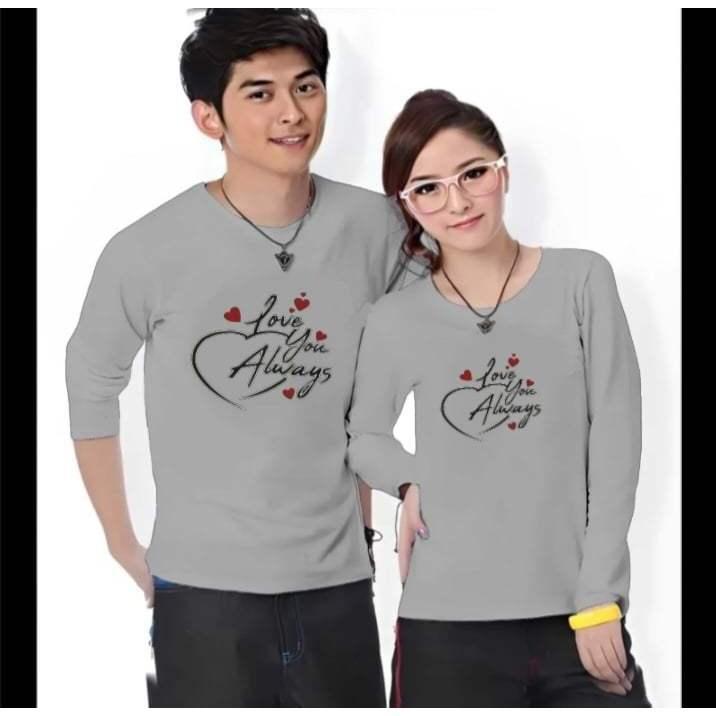 (HARGA SUDAH DAPAT 2 BAJU) Kaos Couple LOVE YOU ALWAYS Lengan Panjang Bahan Katun Soft Sablon Printing Digital DTF Distro Cewek cowok Pasangan Oblong Dewasa Lembut Wanita 3
