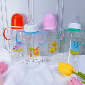 Botol susu besar 250ml atau 125ml bening dengan gagang dilengkapi dot miring ukuran L untuk Bayi Baru lahir Cewek Cowok Biru Pink Baru lahir Accessories