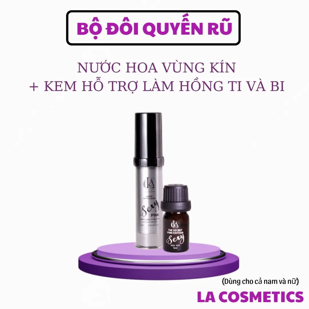 Combo kem hỗ trợ làm hồng ti & bi (secret white cream), nước hoa vùng kín ( the secret pink edition) + dùng chăm sóc và khử mùi vùng kín cho cả nam và nữ  + La Cosmetics