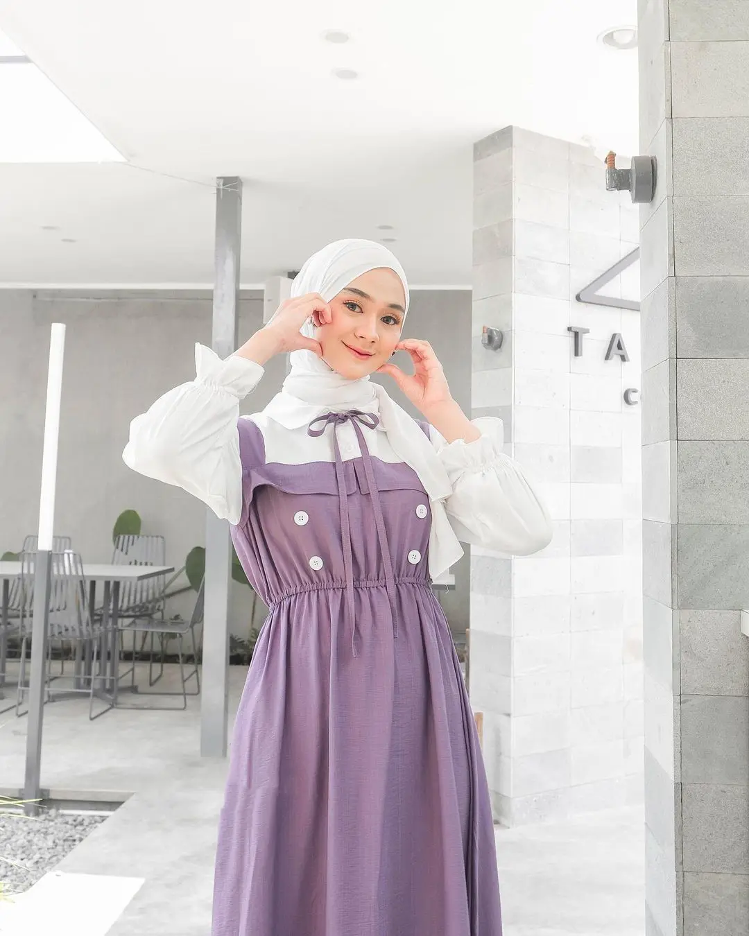 Reyna Dress Wanita Kekinian Gamis Remaja Koran Style Variasi Kancing Depan Casual