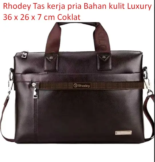 Rhodey Tas kerja pria Bahan kulit Luxury 36 x 26 x 7 cm Coklat