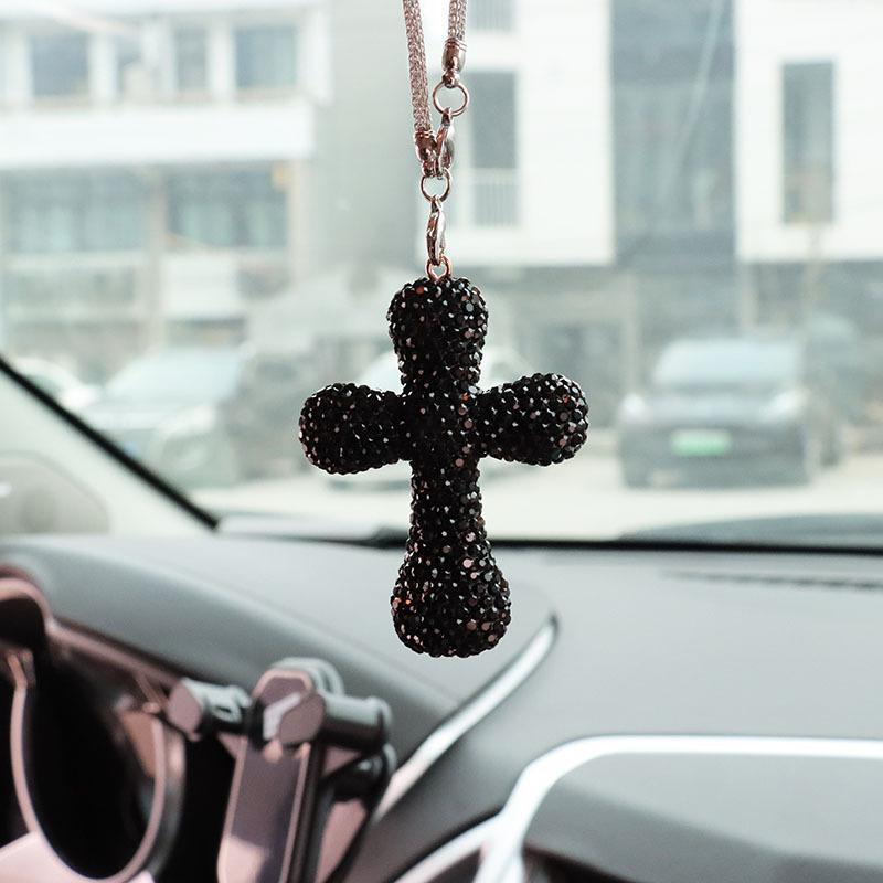 Rhinestone Decorated Car Interior Hanging Ornament, Car Rearview Mirror Pendant, Universal Car Interior Decoration Accessories 0