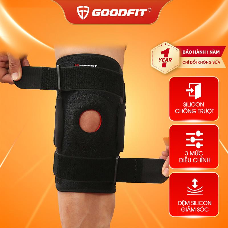   1 CHIẾC  Đai bảo vệ khớp gối GoodFit bó gối chuyên dụng cho chấn thương có thanh nẹp trợ lực GF520K 