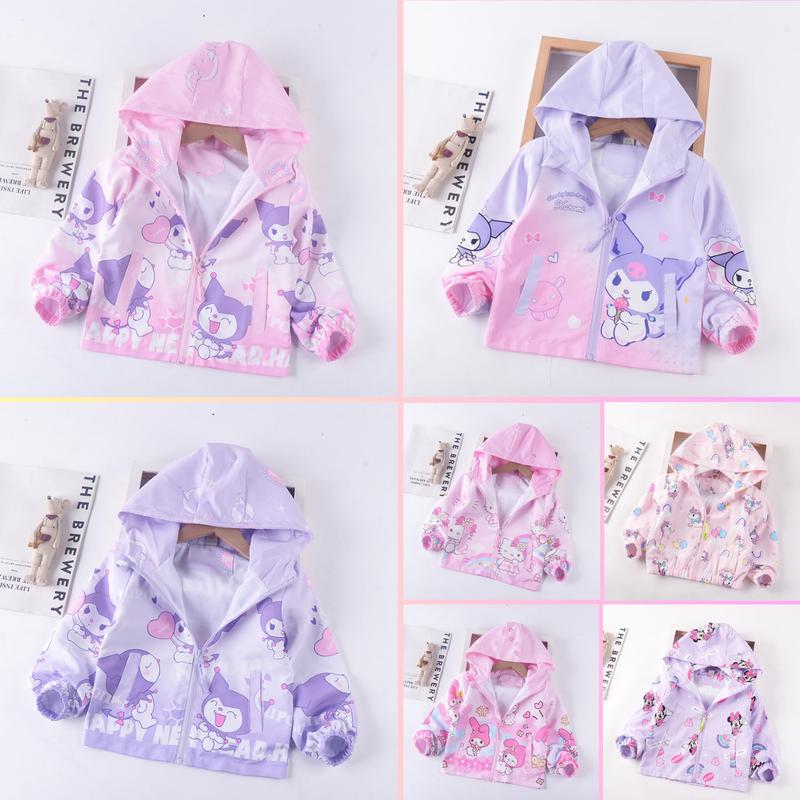  Áo khoác gió cho bé gái 2-9 tuổi áo gió bé gái 2 lớp nhẹ thoáng họa tiết Kuromi minnie pony đáng yêu P1 