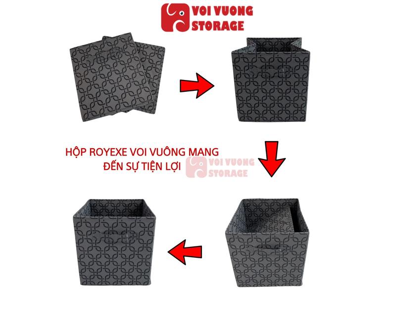 Hộp vải đựng đồ xuất Mỹ ROYE VOI VUÔNG 2