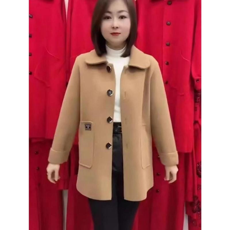 Áo Khoác Len, Cao Cấp, Dành Cho Phụ Nữ Trung Người Già Và Cao Tuổi, Phong Cách Phương Tây Phong Cách Hàn Quốc, Dáng Rộng Rãi Và Ấm Áp, Thích Hợp Cho Mùa Thu Và Mùa Đông, Trang Phục Của Mẹ Top Women 7