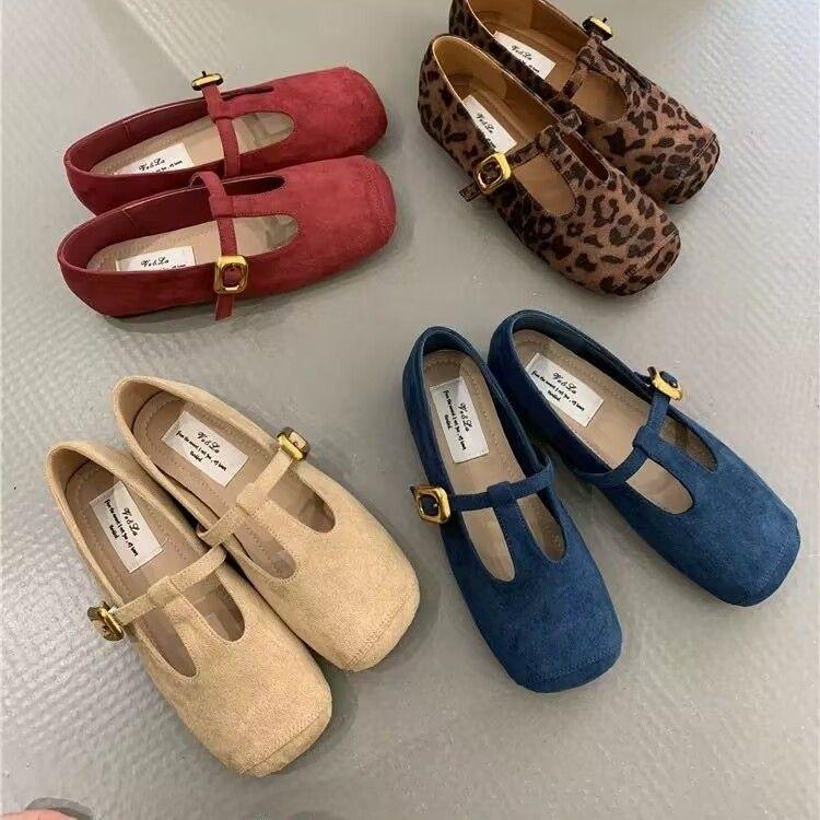 Giày Mary Jane, Phong Cách Cổ Điển Kiểu Pháp, Màu Đỏ, Giày Múa Ba Lê Đế Bằng, Dành Cho Nữ, Phong Cách Trung Quốc Mới Mùa Thu 2024, Giày Cao Gót, Giày Bà 6