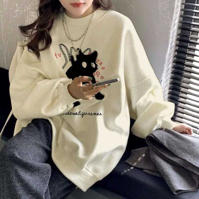 [He.ling] Áo Sweater Bé Mèo Kute - Chất Ép Hàn - Phong Các Douyin - SWTMEO Hoodie Nữ Women hồng 1