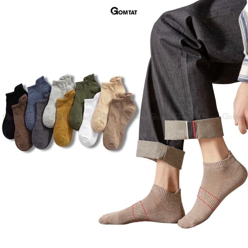 Set 10 đôi tất nam cổ ngắn GOMTAT vớ nam cổ thấp chất liệu cotton co giãn thoáng khí khử mùi hôi tốt Menswear - GOT-KOL-1301-CB10