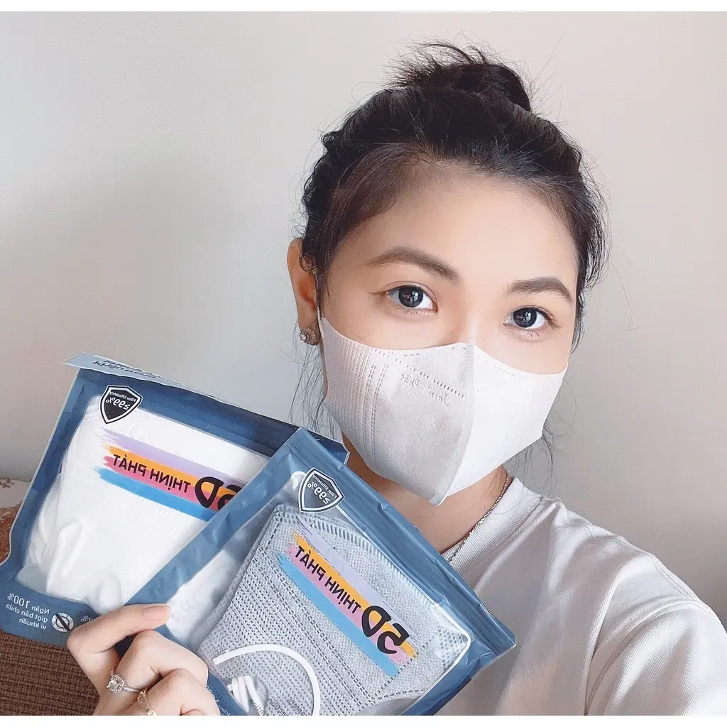 Khẩu trang cao cấp 3 lớp kháng khuẩn lọc bụi min chống tia UV thiết kế ôm mặt quai đeo co giãn