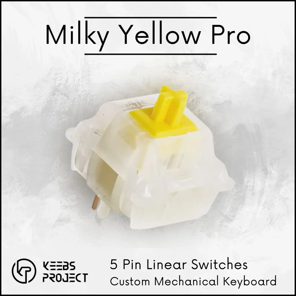 Gateron Milky Yellow Pro 5pin New Yellow pro 3pin Mechanical Linear Switch for Mechanical Keyboard Ready Stock Malaysia (10pcs)