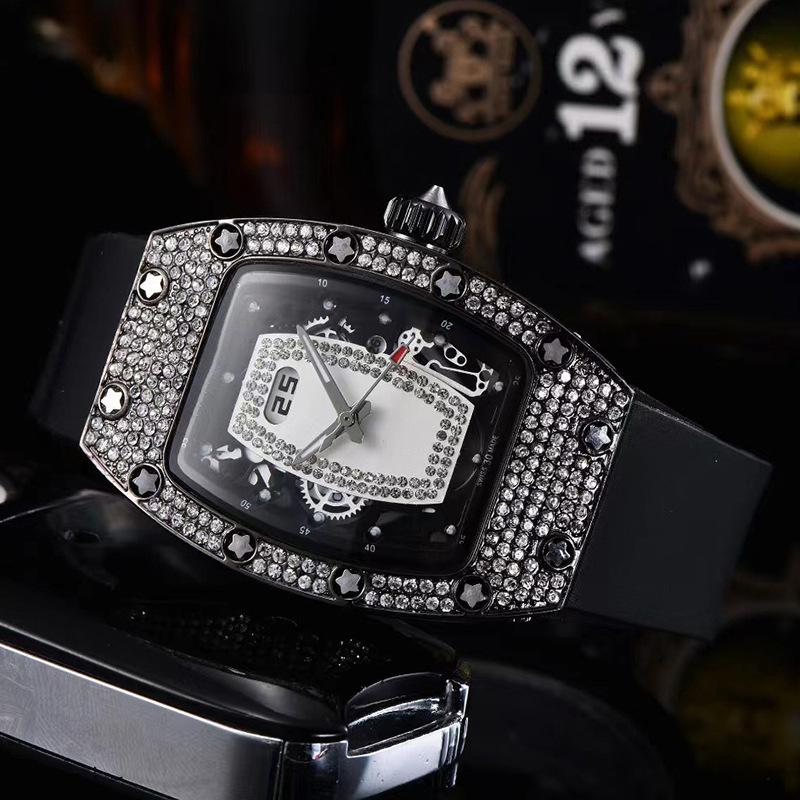 Đồng Hồ Thạch Anh Nữ, Thời Trang Doanh Nhân, Kim Cương, Đồng Hồ Trụ Rượu Vang Môi Đỏ Women Watch 5