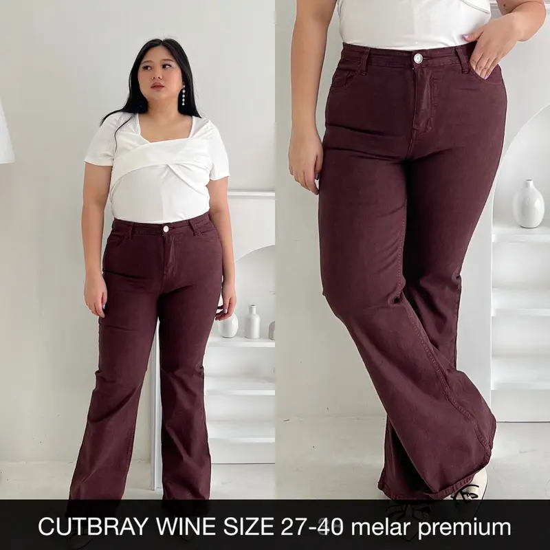 Celana Jeans Cutbray Wanita Super Jumbo Nyaman Variasi Panjang Denim Dewasa Cewek 2